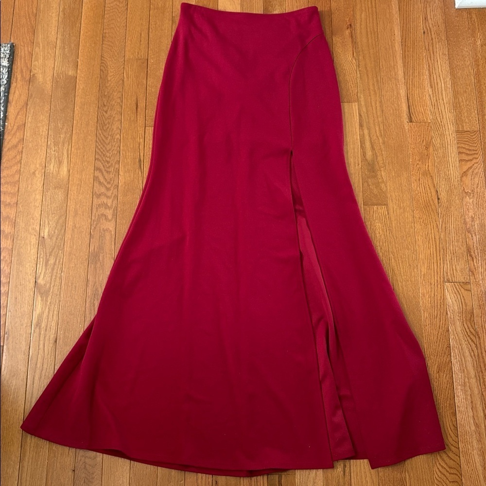 My Michelle Deep Red Maxi Skirt High Slit Size 9 - Picture 2 of 7